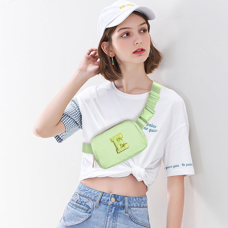 Gitus Gifts for 8 9 10 11 12 Year Old Girls Belt Bag Fanny Pack Crossbody Bags with Initial Letter Patch Cute Stuff Birthday Gifts for Teen Girls Women Personalized Trend Stuff (Light Green-E) - Image 2